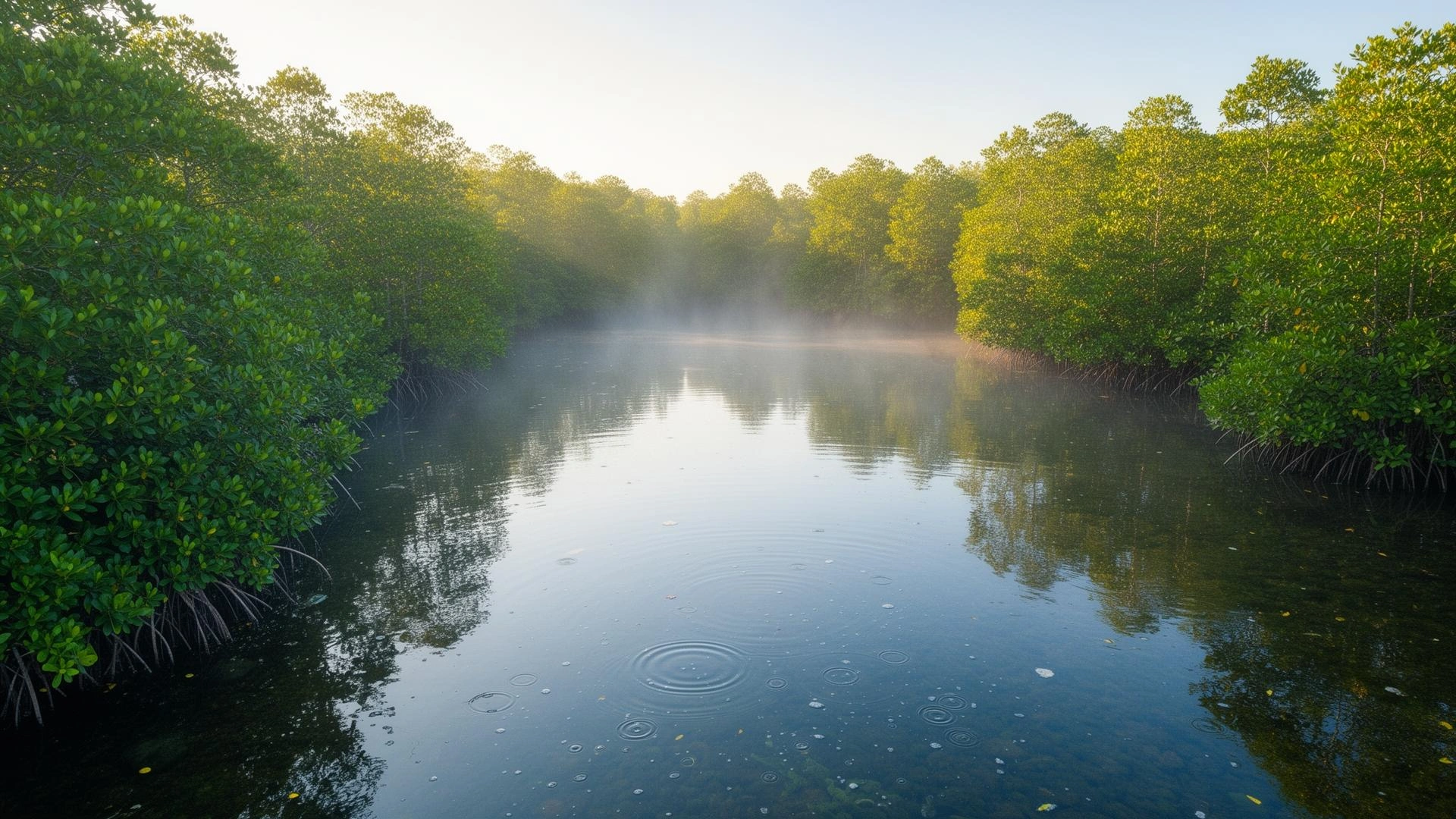 Mangrove ecosystem at dawn